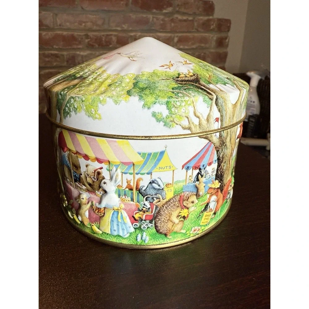 Churchill's Woodland Fair Animal Embossed‎ Tin Empty Canister Collectible